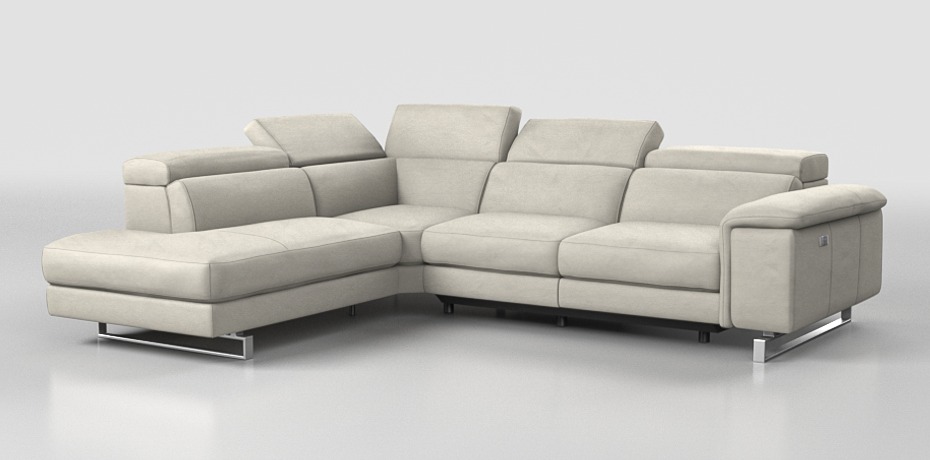 Delebio - large corner sofa with 1 electric recliner - left peninsula